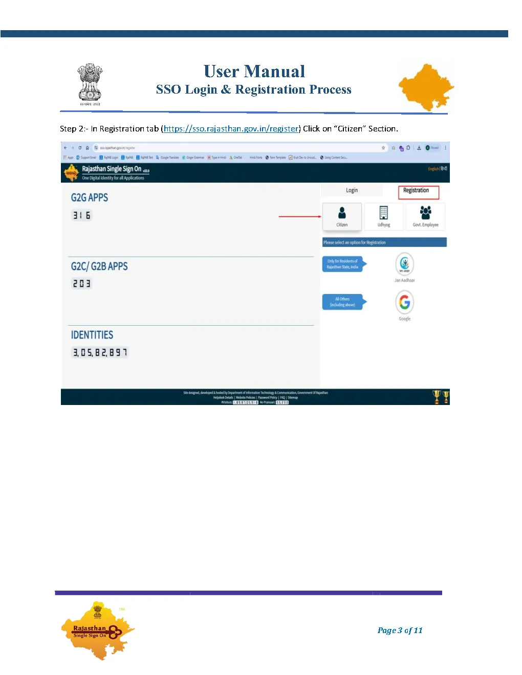 Step 2: Under Registration tab select Citizen category