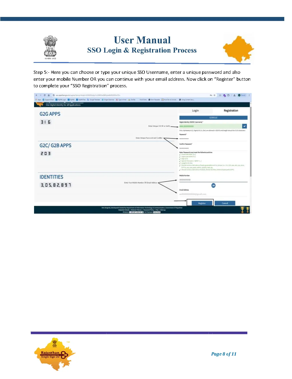 Step 4: Set unique SSO username password and mobile number