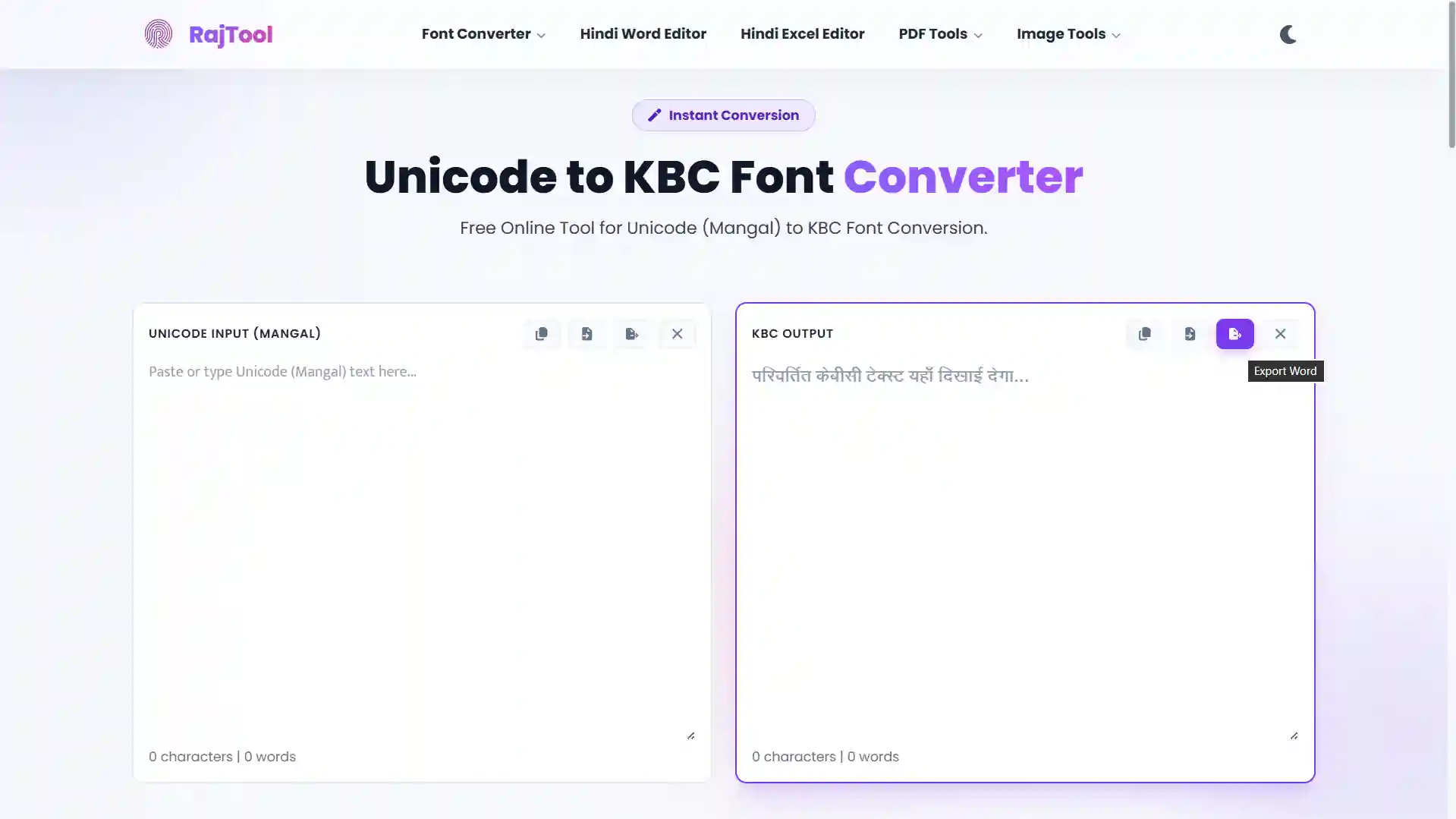Unicode to KBC font converter preview